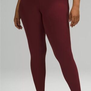Lululemon maroon/burgundy High-Rise Leggings, size 6, 28 inch